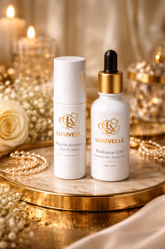 Luxivelle Skincare Set – Vitamin C Serum + Peptide Eye Cream